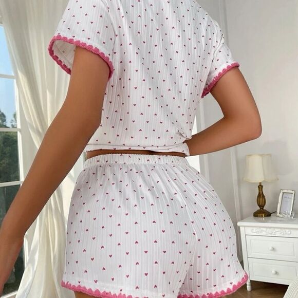 Heart Print Comfortable Pajama Set - Picture 2 of 7